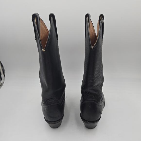 Vintage Mens Cowboy Boots Black Leather sz 8 W Biltrite Metal Tip Pointed Toe - Picture 5 of 8